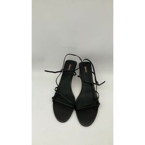 Quince Womens Italian Leather 70Mm Strappy Heel Black Shoes 10